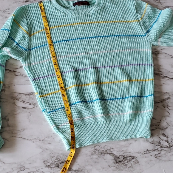 Vintage Teal Sweater with Stripes - Picture 9 of 11